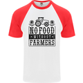No Food Without Farmers Farming Mens S/S Baseball T-Shirt White/Red