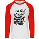 Anti Valentines Club Romance Single Day Mens L/S Baseball T-Shirt White/Red