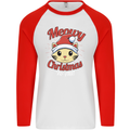 Christmas Cat Meowy Funny Christmas Mens L/S Baseball T-Shirt White/Red