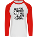 Happy New Year Still Trashy Possum Mens L/S Baseball T-Shirt White/Red