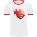 Curled Tongo Flag Tongan Day Football Mens Ringer T-Shirt White/Red