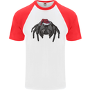 Christmas Tarantula Funny Xmas Hat Spider Mens S/S Baseball T-Shirt White/Red
