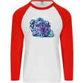 Cololurful Leopard Wild Cat Panther Mens L/S Baseball T-Shirt White/Red