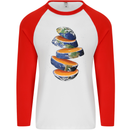 Our Orange Planet Earth Mens L/S Baseball T-Shirt White/Red