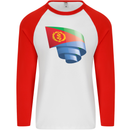 Curled Eritrean Flag Eritrea Flag Day Football Mens L/S Baseball T-Shirt White/Red