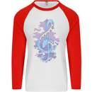 Musical Keyboard Dragon Mens L/S Baseball T-Shirt White/Red