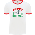 Merry Bikemass Funny Cycling Bicycle Xmas Bike Mens Ringer T-Shirt White/Red