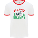 Merry Bikemass Funny Cycling Bicycle Xmas Bike Mens Ringer T-Shirt White/Red