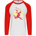 Santa Baton Twirling Christmas Gymnastics Xmas Mens L/S Baseball T-Shirt White/Red