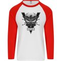 Gym Training Top Weightlifting SPQR Roman Mens L/S Baseball T-Shirt White/Red