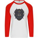 Ram Skull With Respirator Mens L/S Baseball T-Shirt White/Red