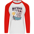 Fishing My Fish Will Come Funny Fisherman Mens L/S Baseball T-Shirt White/Red