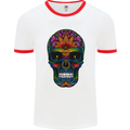 Sugar Skull Mens Ringer T-Shirt White/Red