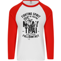 Muay Thai Full Contact Martial Arts MMA Mens L/S Baseball T-Shirt White/Red