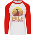 MILF Man I Love Foxes Fox Mens L/S Baseball T-Shirt White/Red