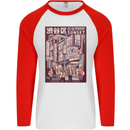 Japanese Sound of City Vibes Japan Mens L/S Baseball T-Shirt White/Red