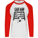 Leg Day Funny Bodybuilding Gym Training Mens L/S Baseball T-Shirt White/Red