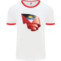Curled Antigua and Barbuda Flag Day Football Mens Ringer T-Shirt White/Red