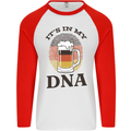 German Beer It's in My DNA Funny Germany Mens L/S Baseball T-Shirt White/Red