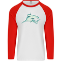 A Hammerhead Shark Mens L/S Baseball T-Shirt White/Red