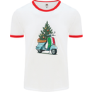 Christmas Scooter Xmas MOD Moped Mens Ringer T-Shirt White/Red