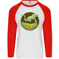 An Iguana Lizard Mens L/S Baseball T-Shirt White/Red