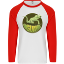 An Iguana Lizard Mens L/S Baseball T-Shirt White/Red