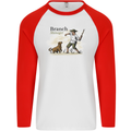 Branch Manager Funny Dog Walking Dad Mens L/S Baseball T-Shirt White/Red