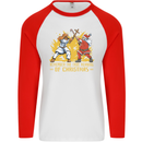 Santa vs Jesus Funny Christmas Xmas Mens L/S Baseball T-Shirt White/Red