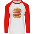 Food Your Opinion Funny Chef BBQ Cook Mens L/S Baseball T-Shirt White/Red