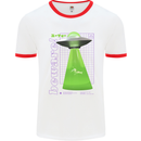 Alien Abducted Cow UFO Farmer Farming Mens Ringer T-Shirt White/Red