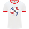 Torn Dominican Republic Flag Dominicanos Day Mens Ringer T-Shirt White/Red