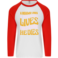Bookworm Reading a Reader Dies Funny Mens L/S Baseball T-Shirt White/Red
