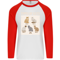 Types of Cat Persian Siamese British Bengal Mens L/S Baseball T-Shirt White/Red