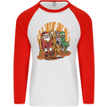 Christmas Santa Claus Bigfoot Unicorn Alien Mens L/S Baseball T-Shirt White/Red