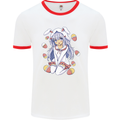 Easter Anime Girl With Eggs and Bunny Ears Mens Ringer T-Shirt White/Red