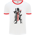 Knights Templar With Broad Sword Mens Ringer T-Shirt White/Red