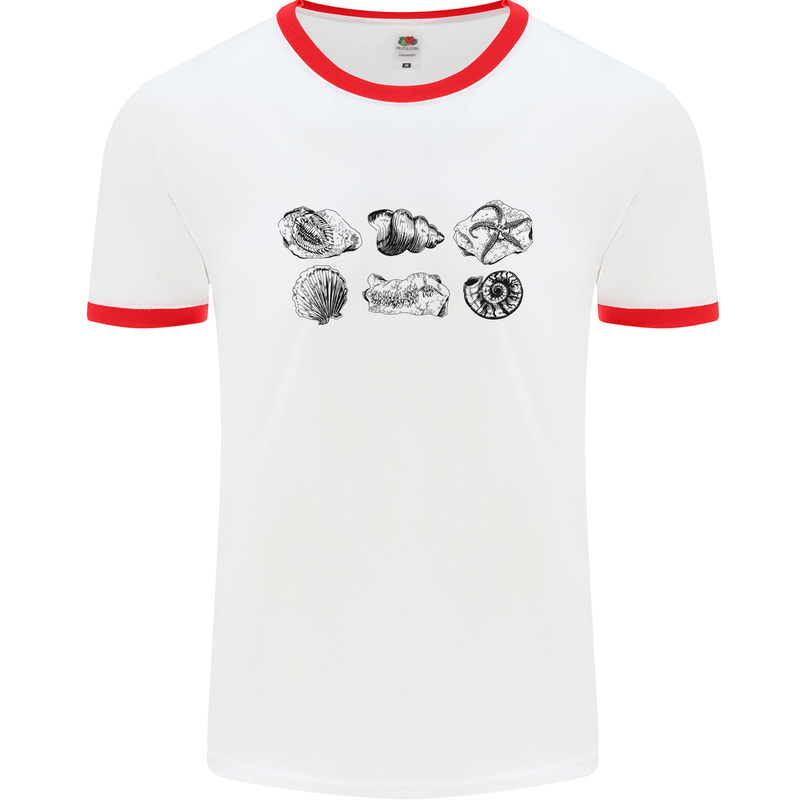 Fossil Set Palaeontologist Palaeontology Mens Ringer T-Shirt White/Red