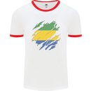 Torn Gabon Flag Gabonese Day Football Mens Ringer T-Shirt White/Red