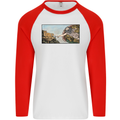 Funny Cat Creation Mens L/S Baseball T-Shirt White/Red