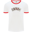 Spade Flush Poker Mens Ringer T-Shirt White/Red