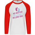 No Matter the Gender New Baby Pregnancy Pregnant Mens L/S Baseball T-Shirt White/Red