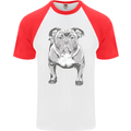 American Bully Striking a Pose Dog Mens S/S Baseball T-Shirt White/Red