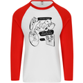 Storage Evolution HD Drive USB Stick CD Retro Mens L/S Baseball T-Shirt White/Red