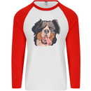Bernese Mountain Dog Mens L/S Baseball T-Shirt White/Red