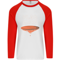 Flat Planet Mars Mens L/S Baseball T-Shirt White/Red