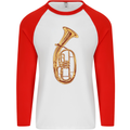 Tenorhorn Brass Musical Instrument Mens L/S Baseball T-Shirt White/Red