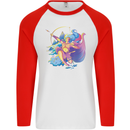 Artemis Greek Goddess of Wild Animals Mens L/S Baseball T-Shirt White/Red