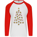 Beer Christmas Tree Mens L/S Baseball T-Shirt White/Red