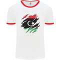 Torn Libya Flag Libyan Day Football Mens Ringer T-Shirt White/Red